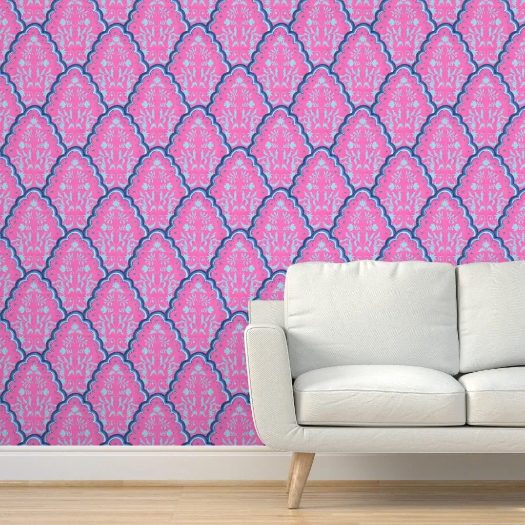 Scallop Paisley Peel and Stick Wallpaper - Pink product