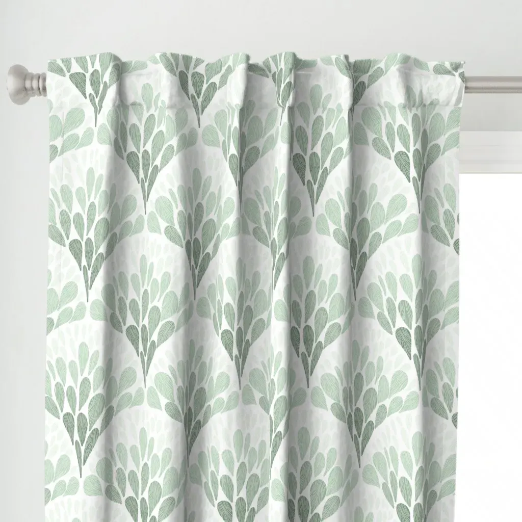 Scallop Print Curtain Panel - Sage Green alternate view