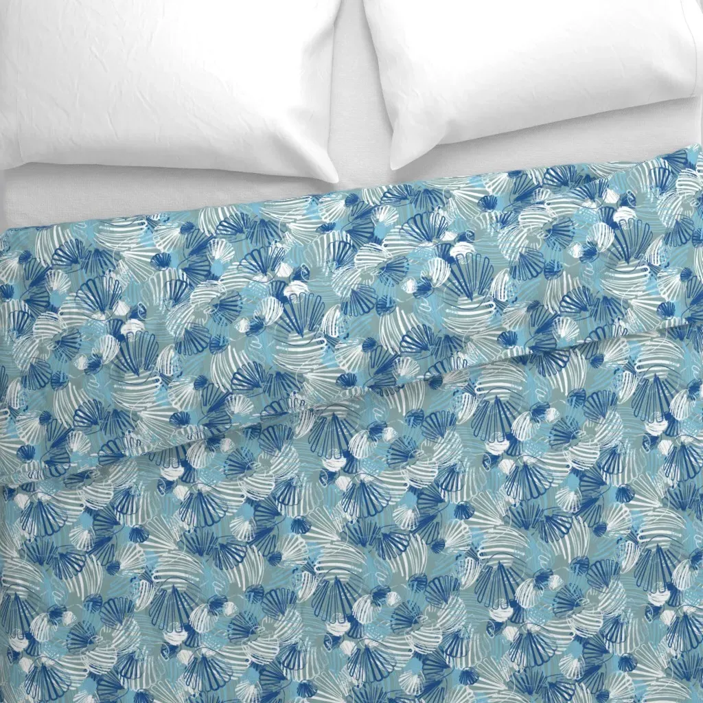 Scallop Shell Abstract Duvet Cover - Blue alternate view