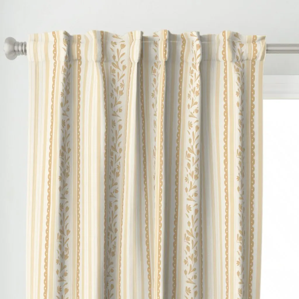 Scallop Stripes Curtain Panel - Beige alternate view