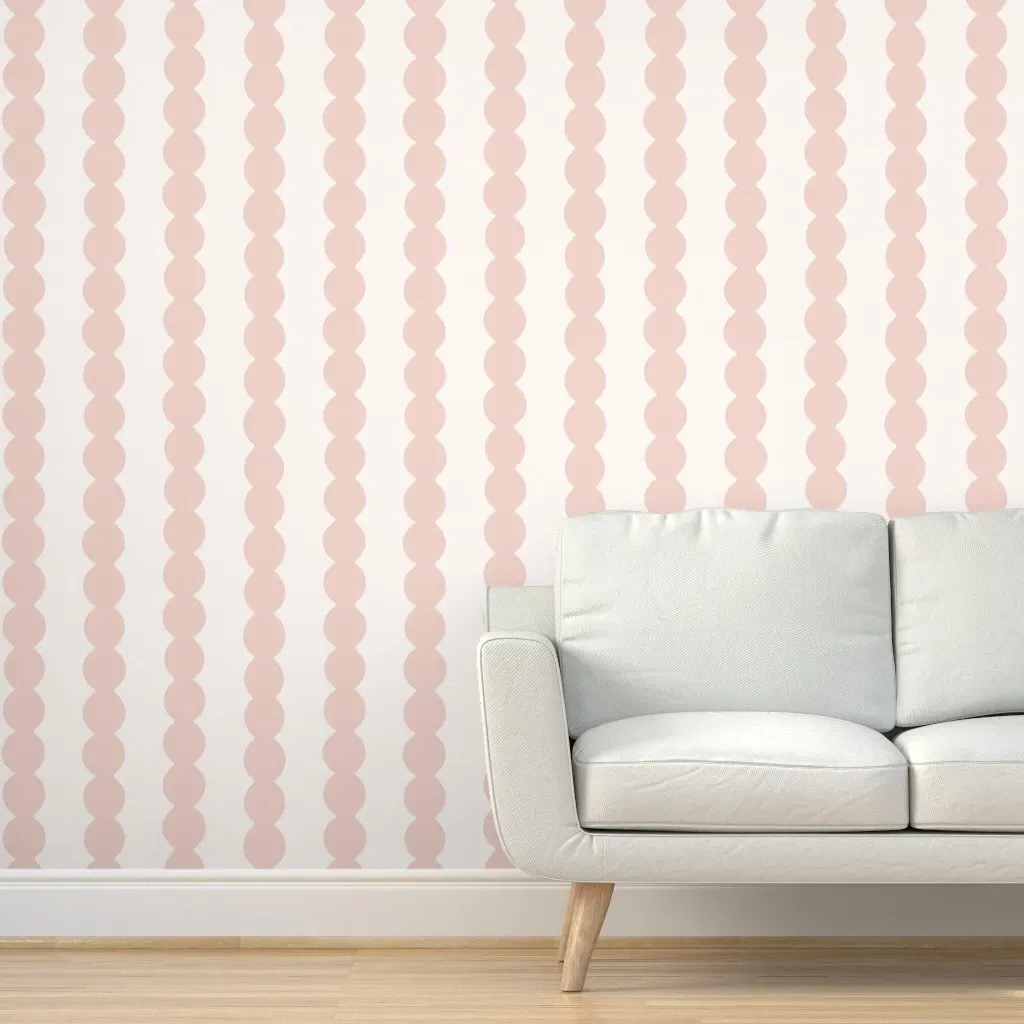 Scallop Stripes Peel and Stick Wallpaper - Blush Pink product
