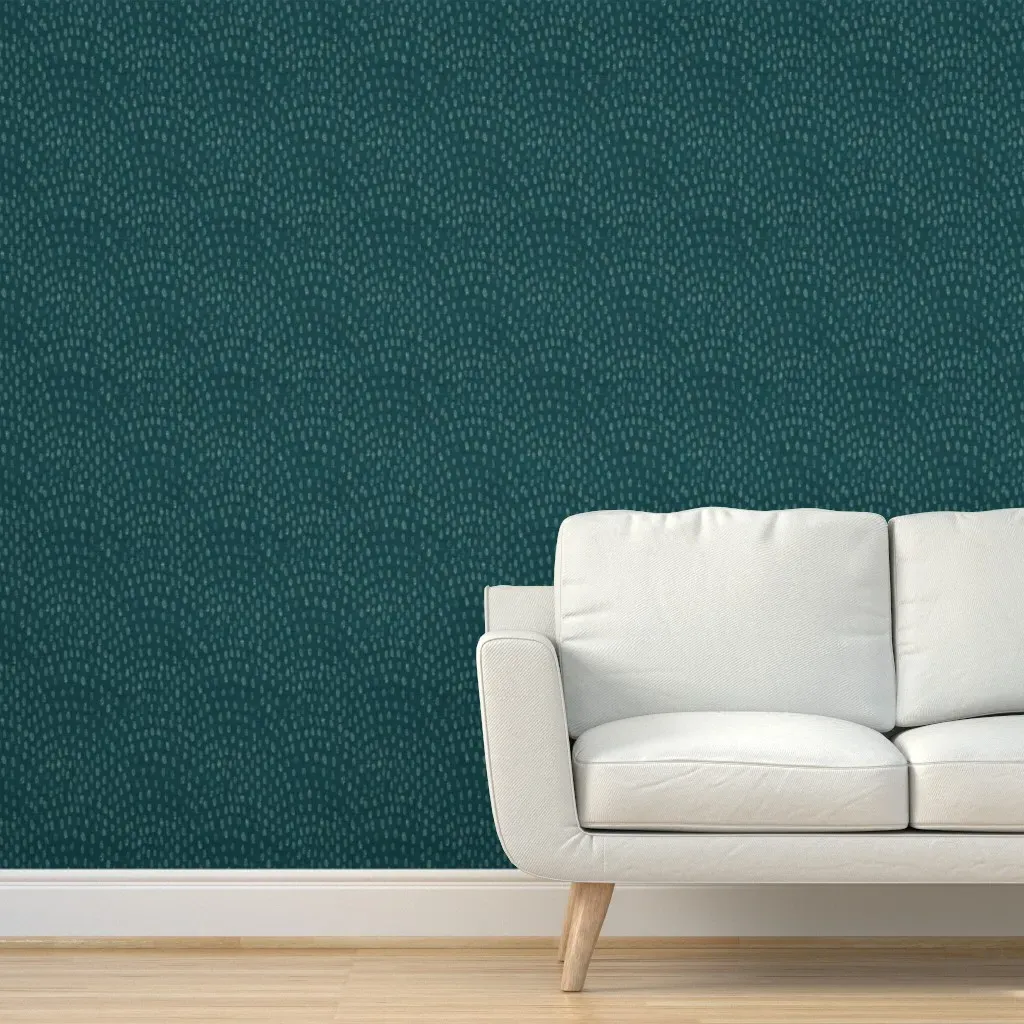 Scallop Texture Linen Peel and Stick Wallpaper - Teal product