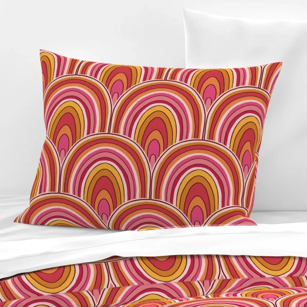 Scalloped Arches Standard Knife Edge Cushion Cover - Coral Pink, Cotton Sateen product