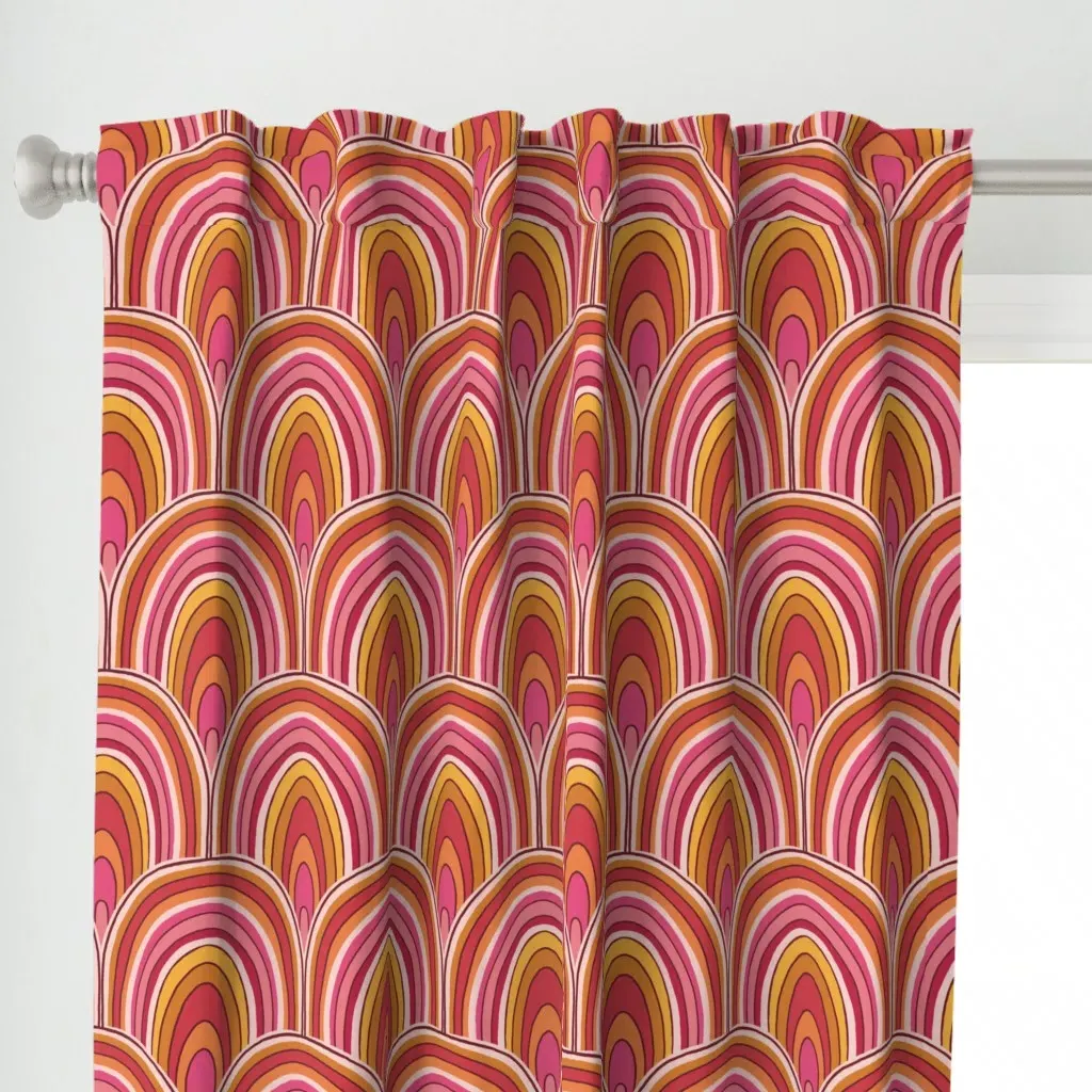 Scalloped Curtain Panel - Coral Pink alternate view