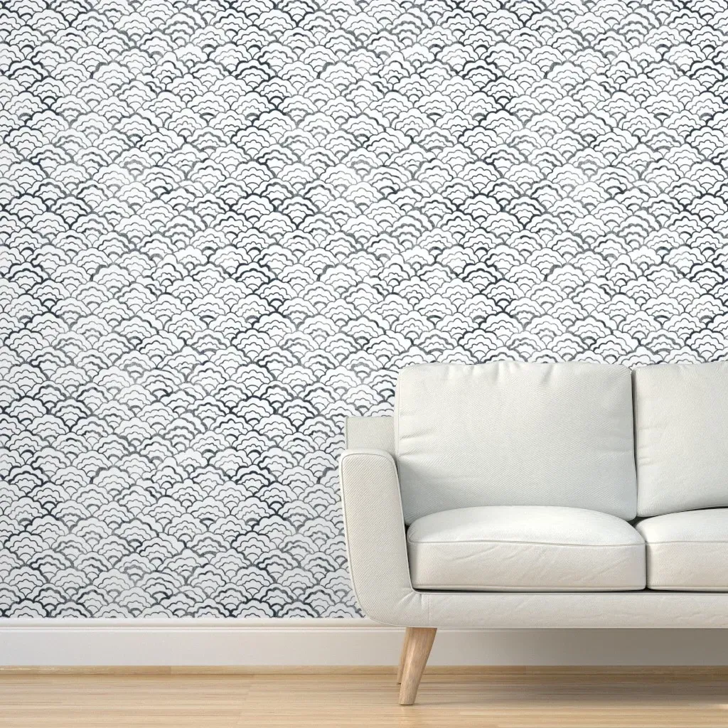 Scalloped Peel and Stick Wallpaper - Naval Dark Gray product