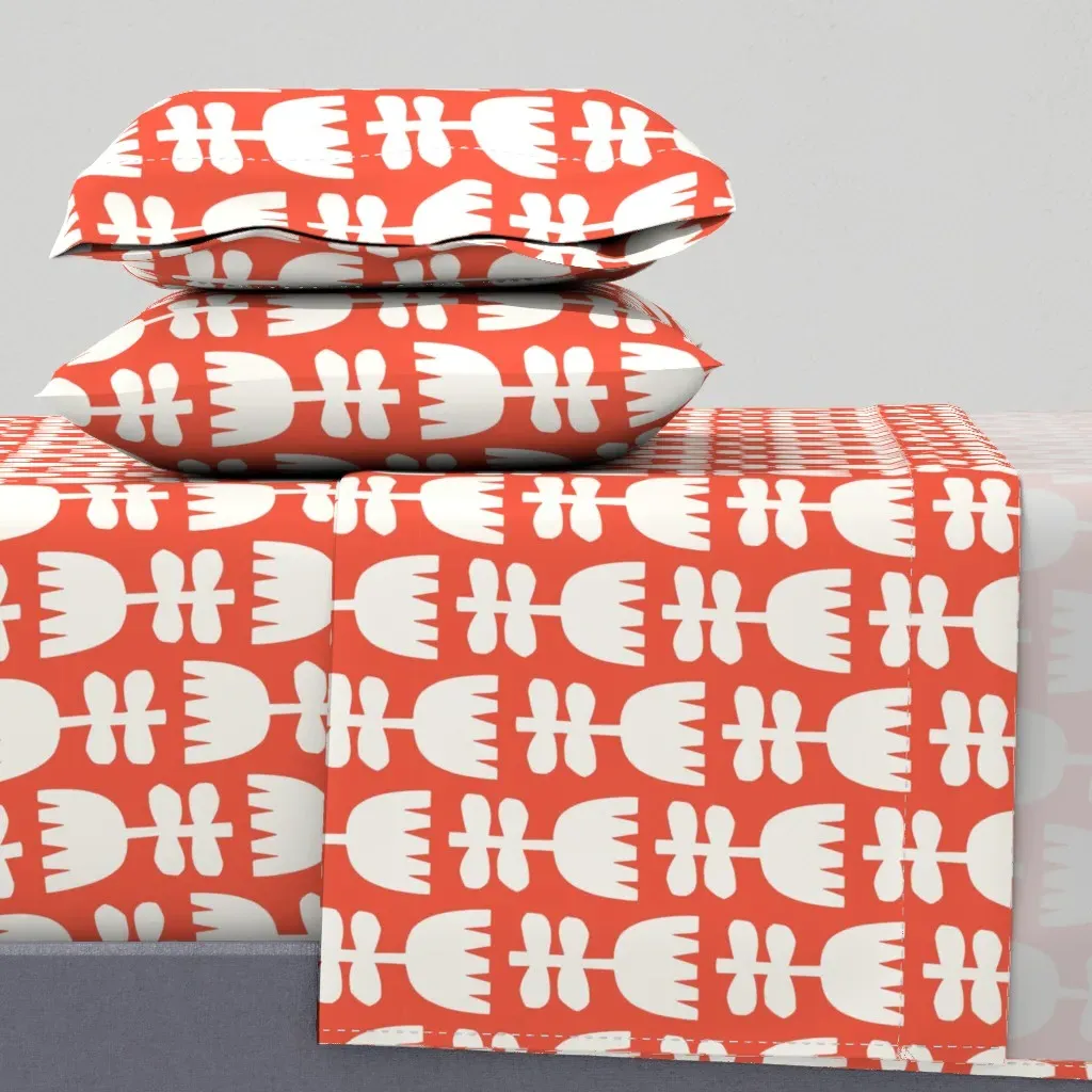 Scandi Floral Full Sheet Set - White product