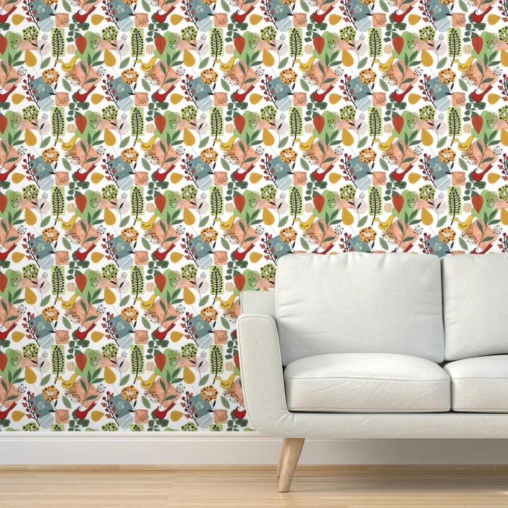 Scandi Flower Valley Peel and Stick Wallpaper - Multi-Color, White product