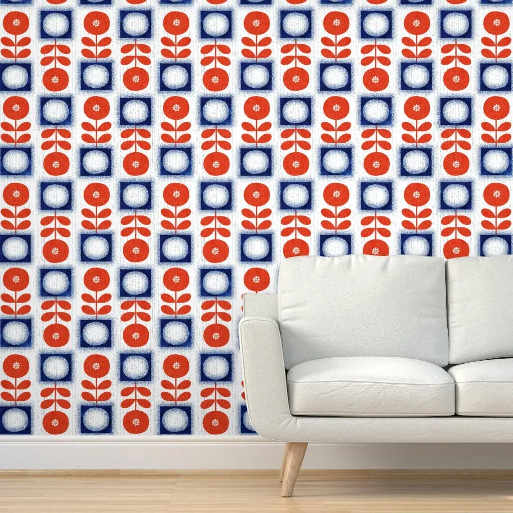 Scandi Shibori Small Scale Peel and Stick Wallpaper - Red product