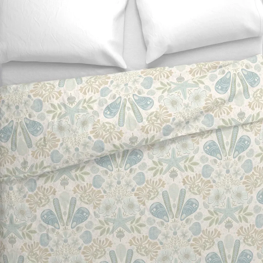 Scandinavian Beach Flora Duvet Cover - Light Blue alternate view