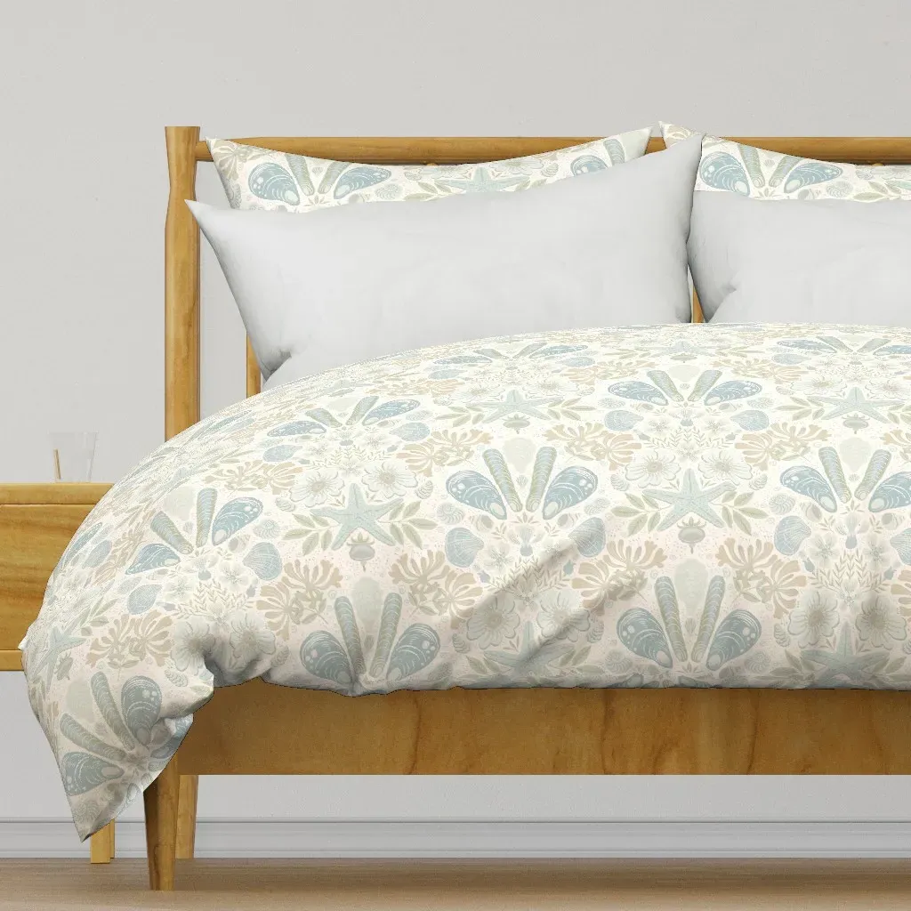 Scandinavian Beach Flora Duvet Cover - Light Blue product