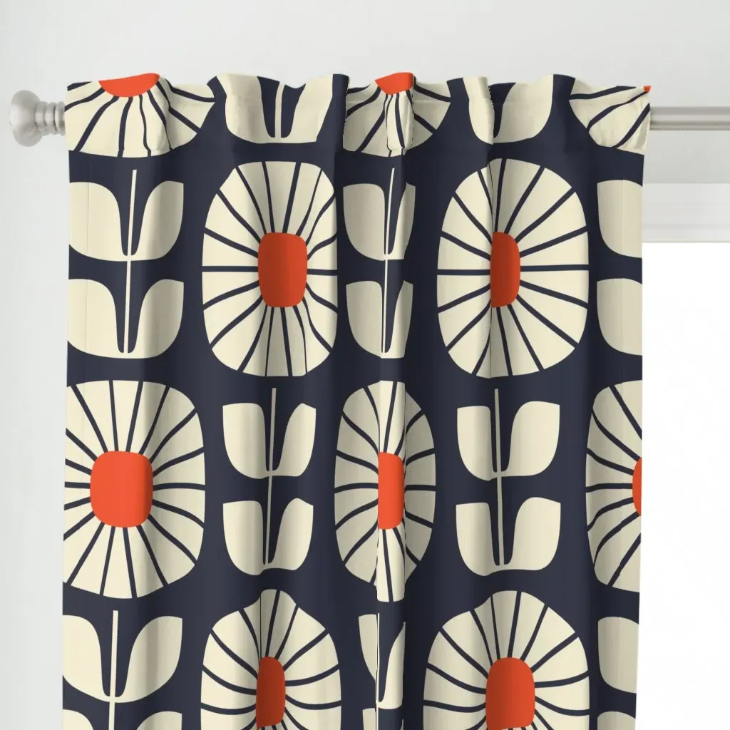 Scandinavian Daisy Burst Curtain Panel - Off-White alternate view