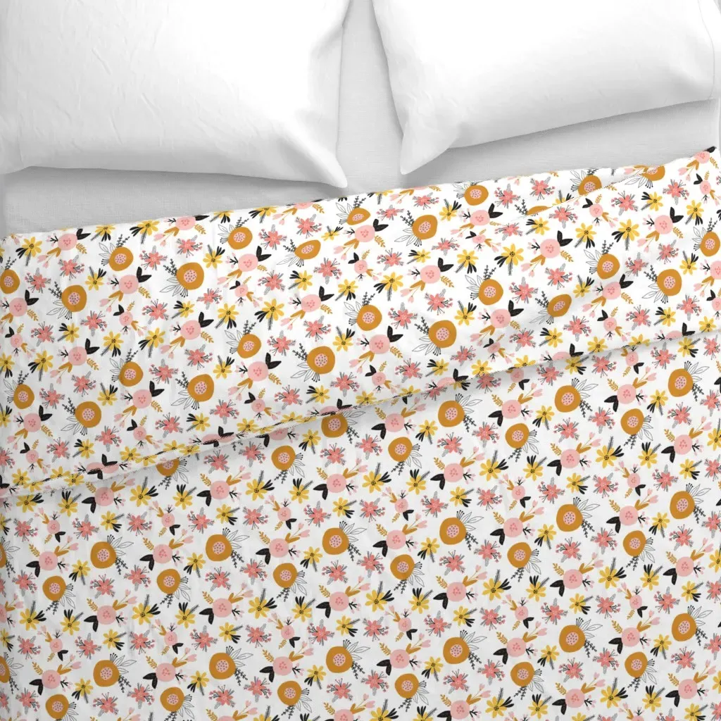 Scandinavian Florals Duvet Cover - Mustard Yellow alternate view
