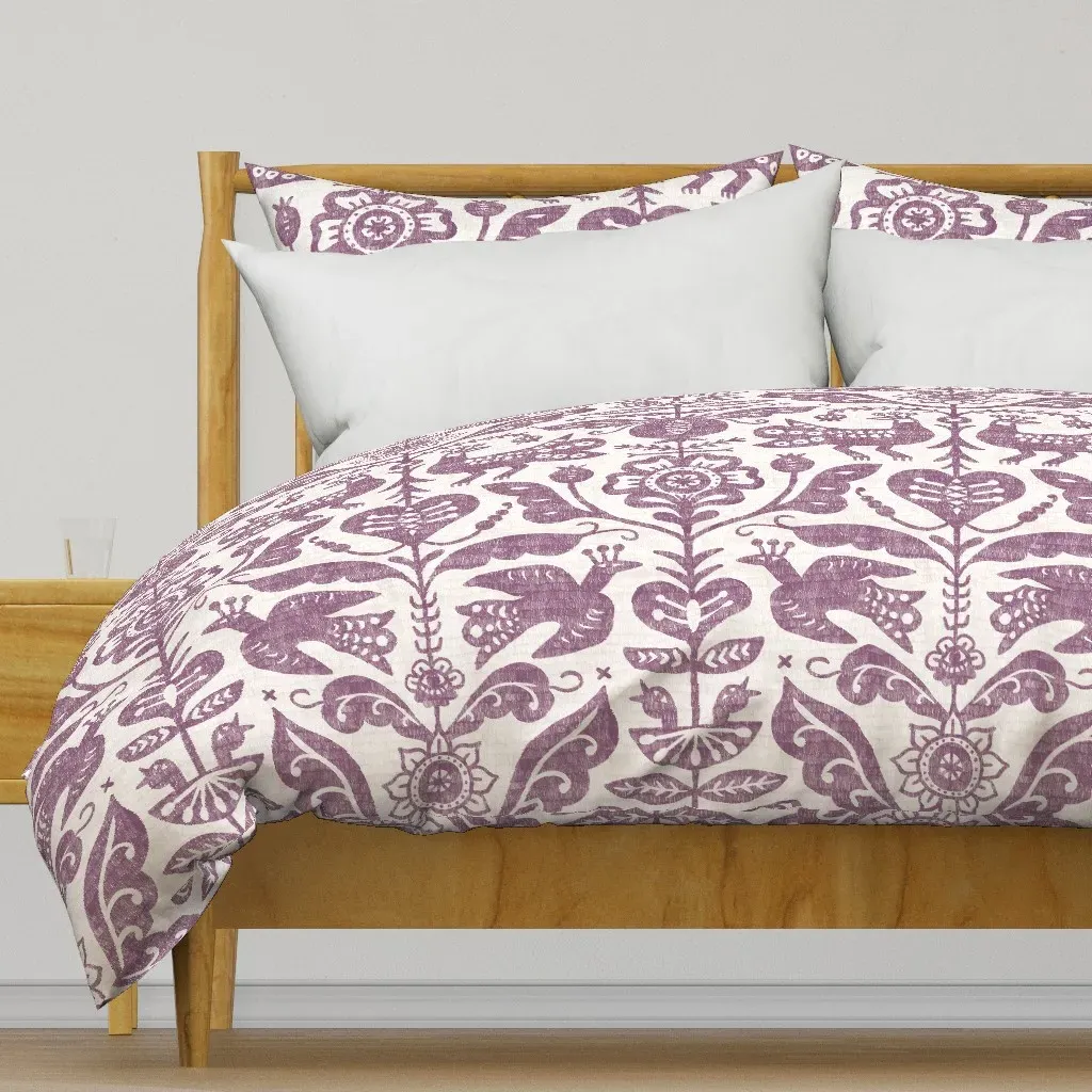 Scandinavian Folk Art Garden Duvet Cover - Purple product