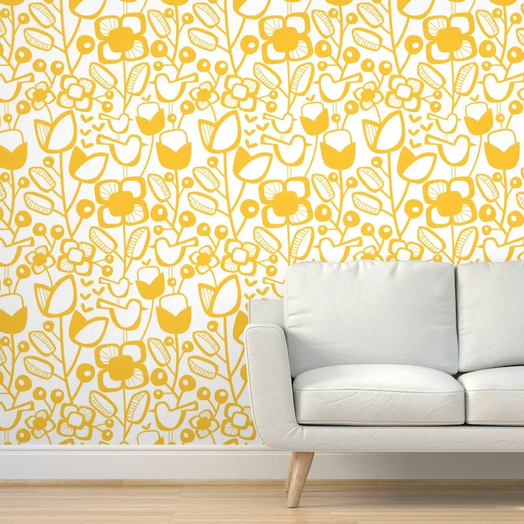 Scandinavian Garden Peel and Stick Wallpaper - Yellow, Beige, Green product