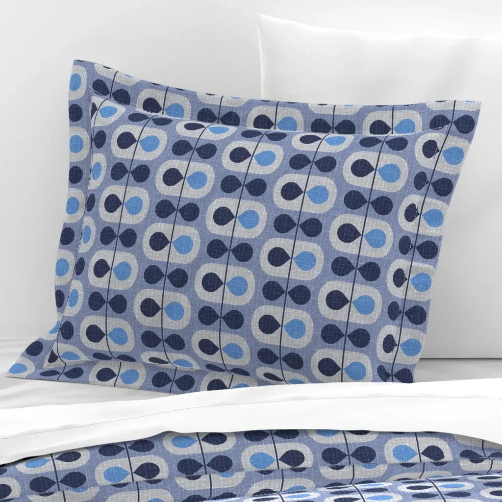 Scandinavian Leaves Standard Flanged Cushion Cover - Light Blue, Cotton product