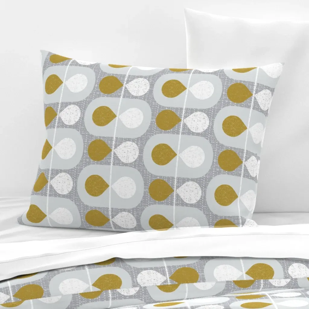 Scandinavian Leaves Standard Knife Edge Pillow - Mustard Yellow, Cotton Sateen product