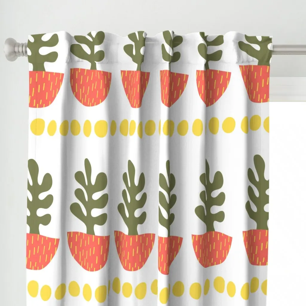 Scandinavian Mod Art Curtain Panel - Coral alternate view