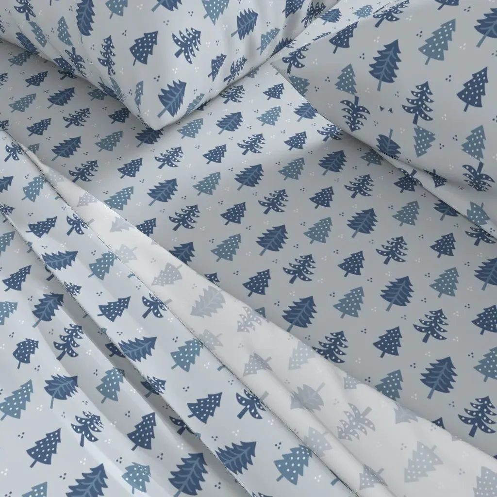 Scandinavian Pine Forest Small King Sheet Set - Blue alternate view