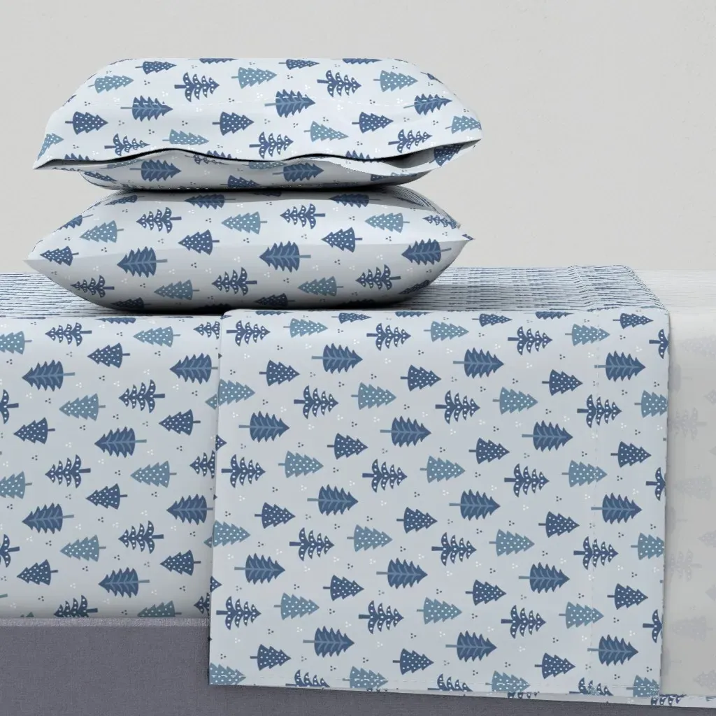 Scandinavian Pine Forest Small King Sheet Set - Blue product