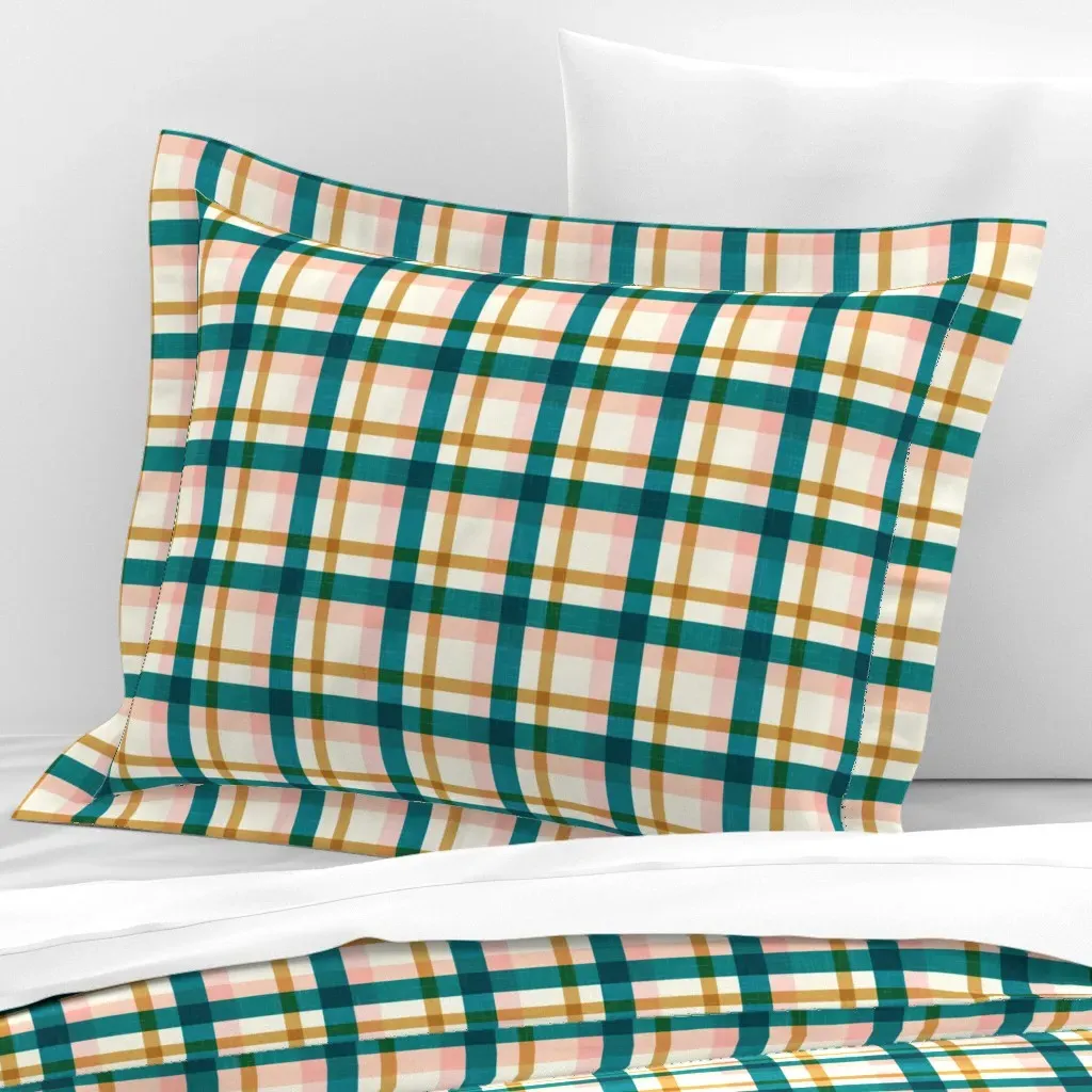 Scandinavian Plaid Standard Flanged Pillow Sham - Mustard, Cotton Sateen product