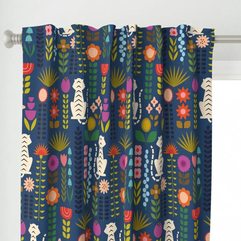 Scandinavian White Tiger Curtain Panel - White alternate view