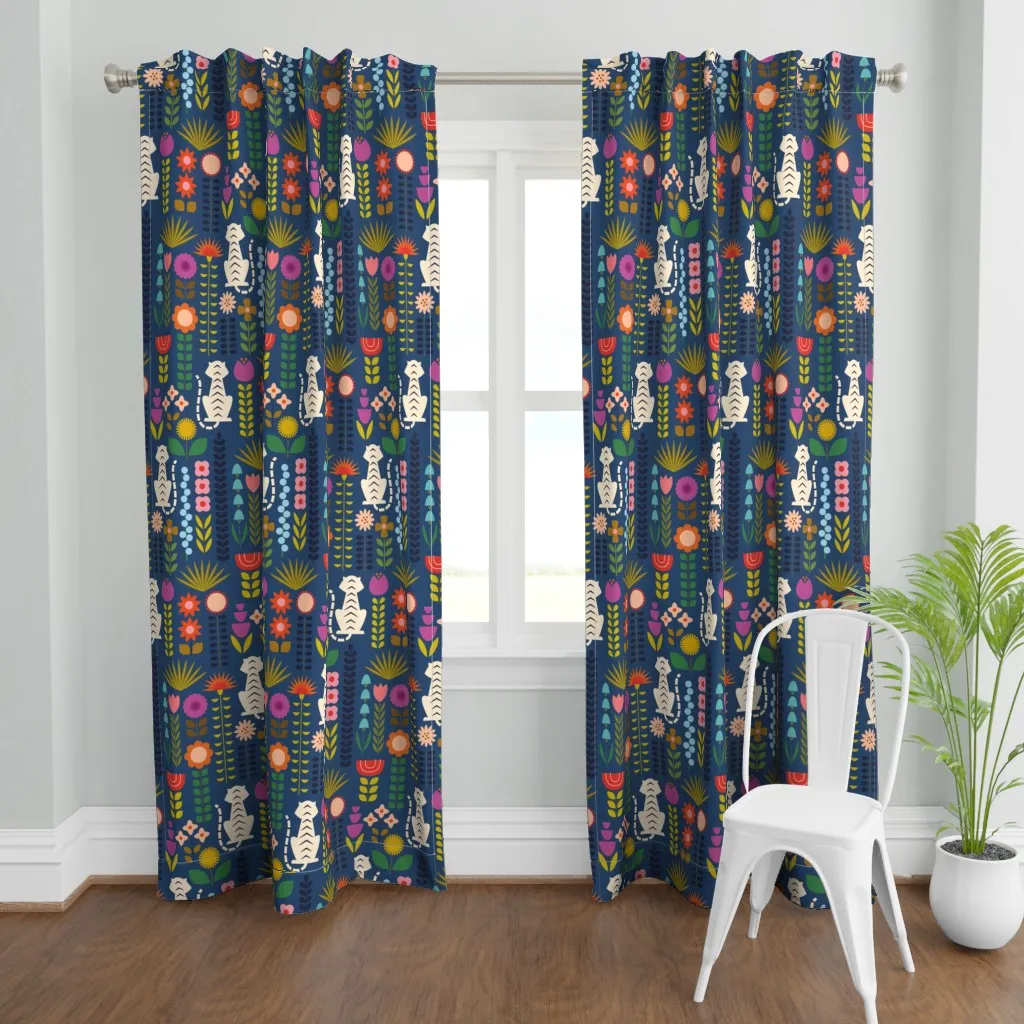 Scandinavian White Tiger Curtain Panel - White product
