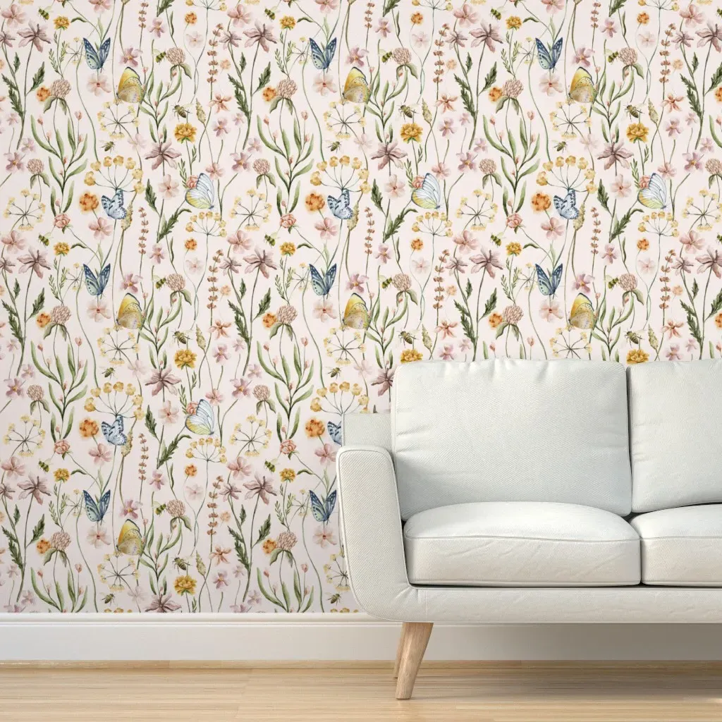 Scandinavian Wildflowers Peel and Stick Wallpaper - Pink product