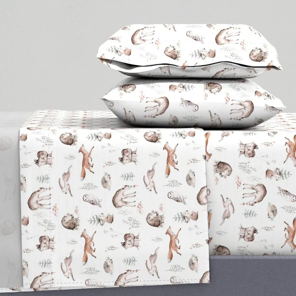Scandinavian Woodland Animals Twin Sheet Set - Brown product