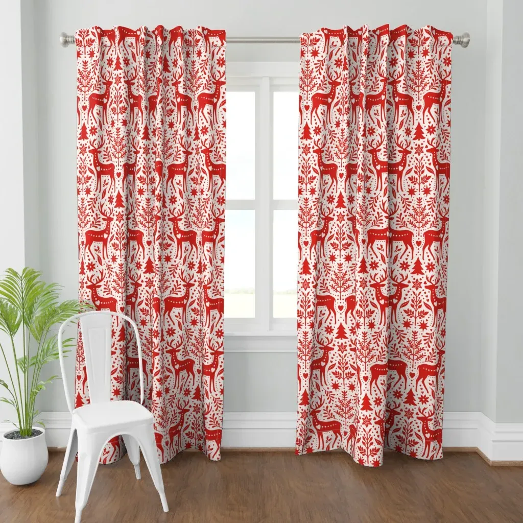 Scandinavian Woodland Curtain Panel - Red product