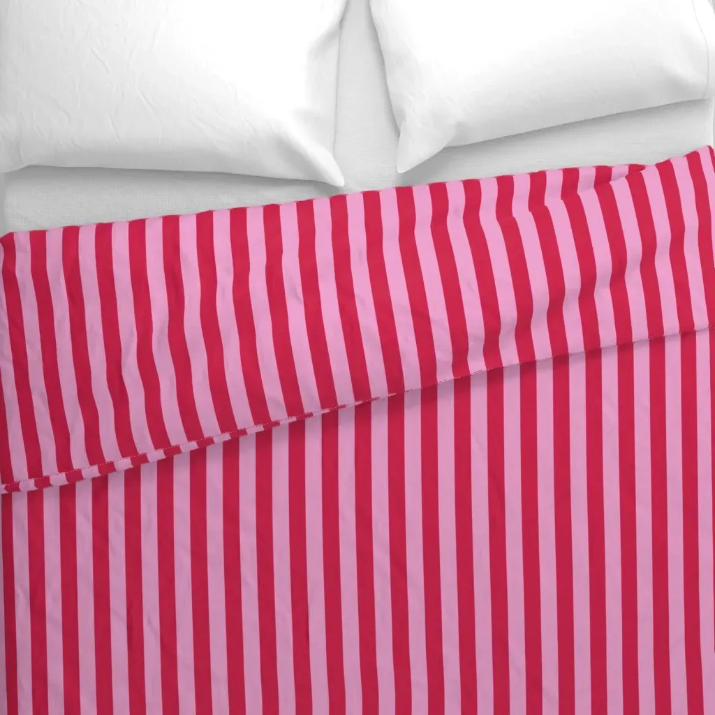 Scarlet Stripe Berry and Blush Duvet Cover - Crimson alternate view