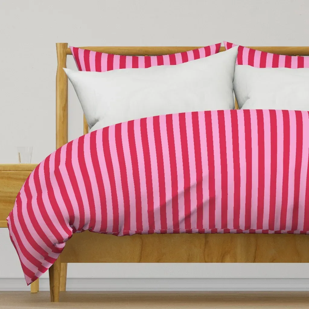 Scarlet Stripe Berry and Blush Duvet Cover - Crimson product