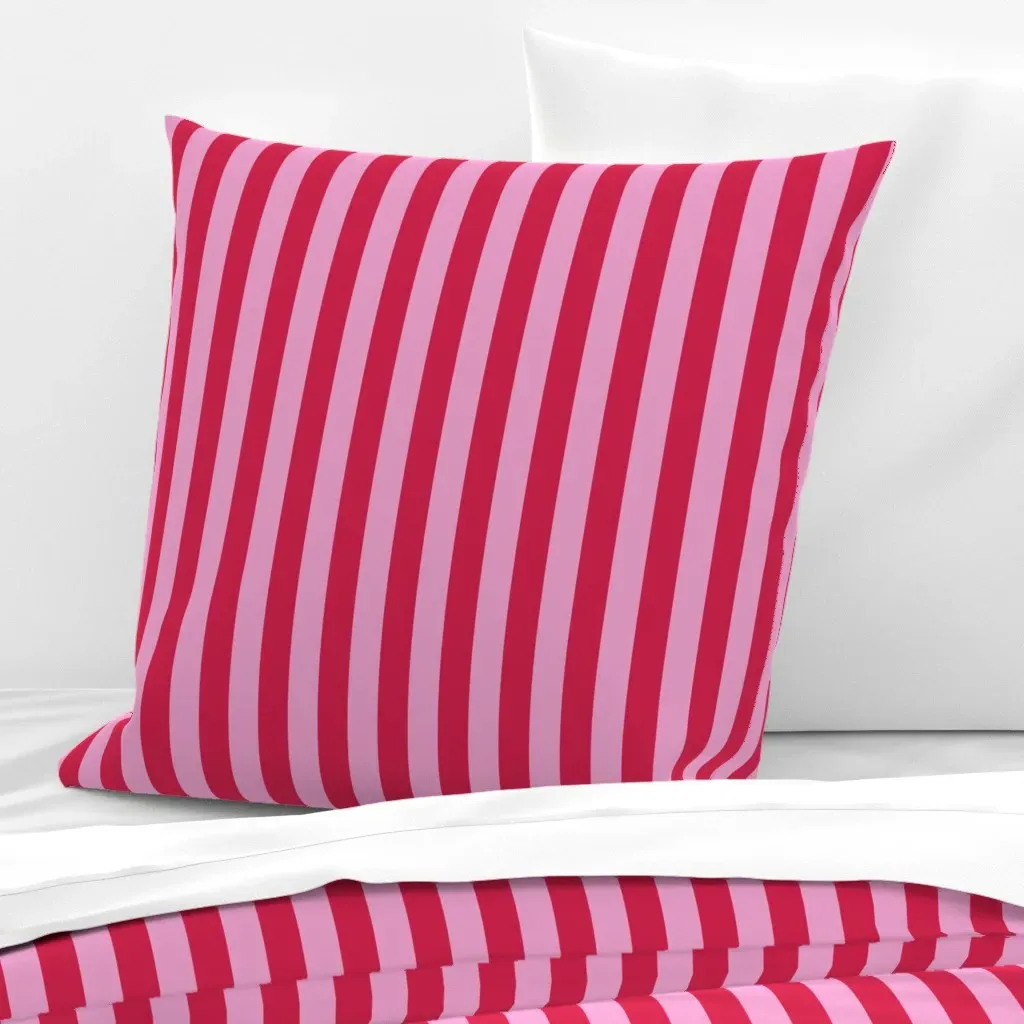 Scarlet Stripe Berry And Blush Euro Pillow Sham - Crimson product
