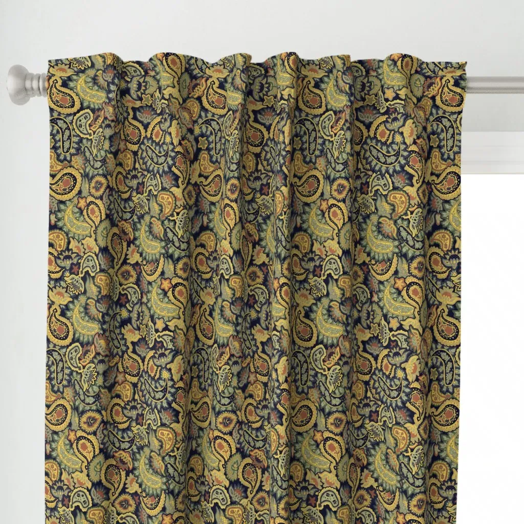 Scattered Allover Paisley Curtain Panel - Gold alternate view