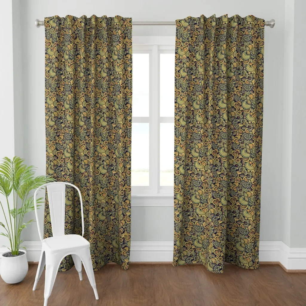Scattered Allover Paisley Curtain Panel - Gold product
