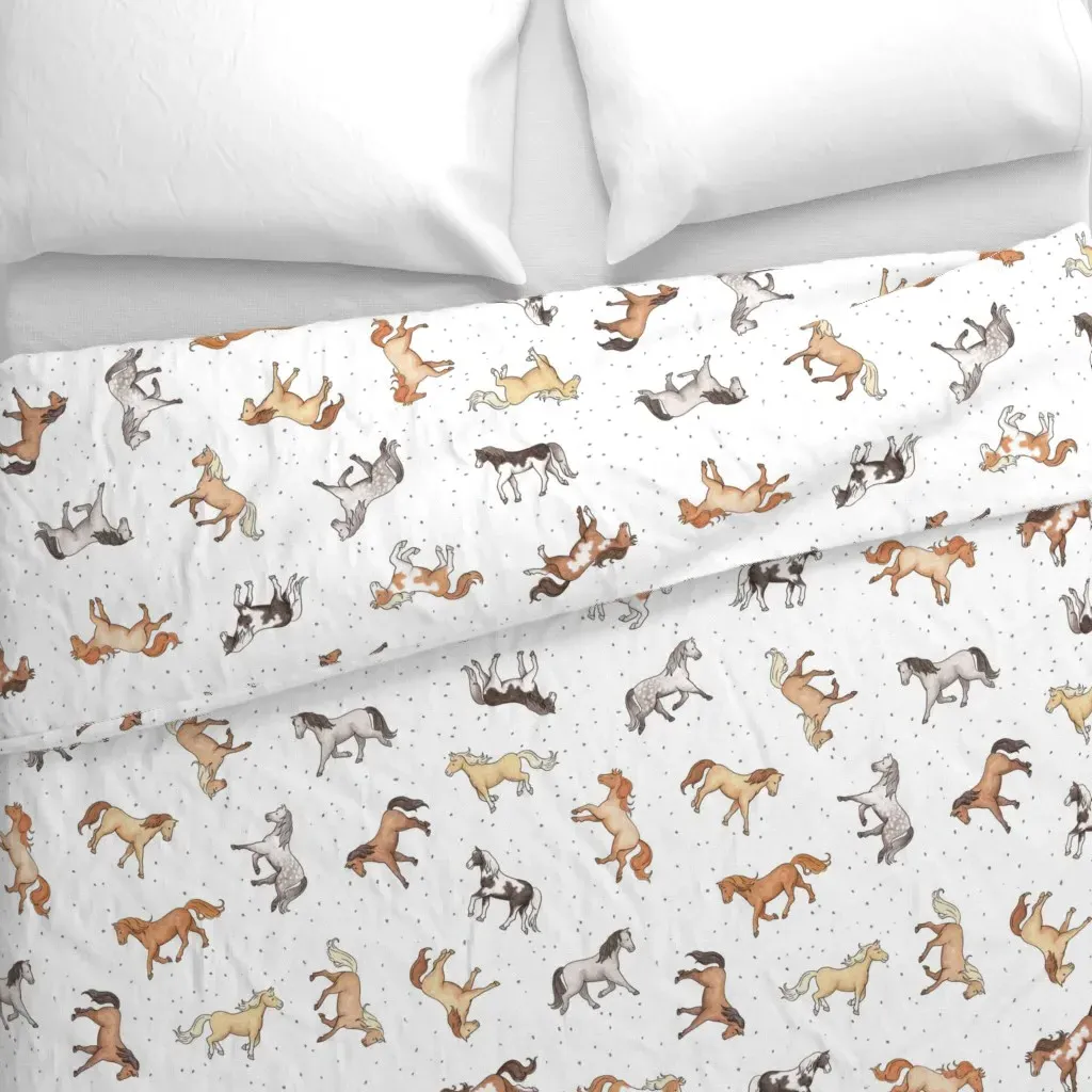 Scattered Horses Spotty Duvet Cover - Off-White alternate view