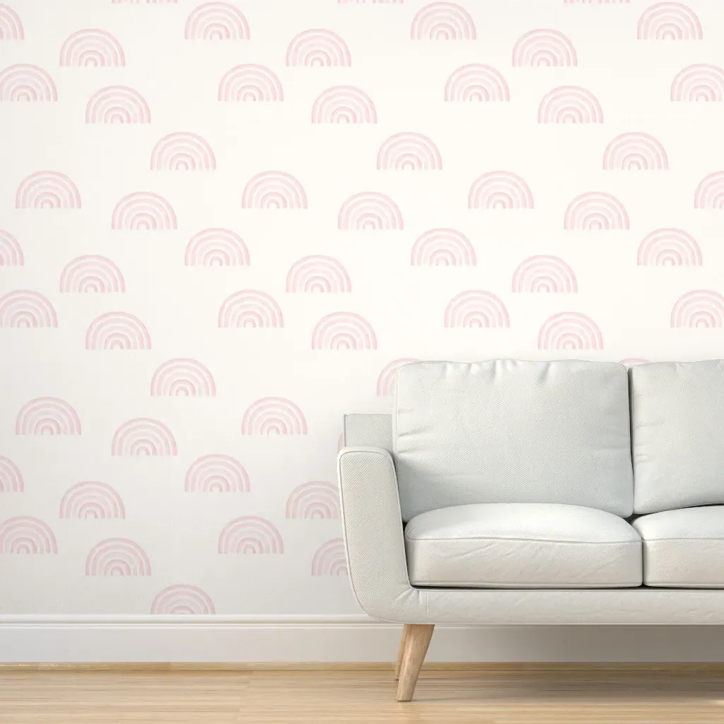 Scattered Rainbow Peel and Stick Wallpaper - Pink product