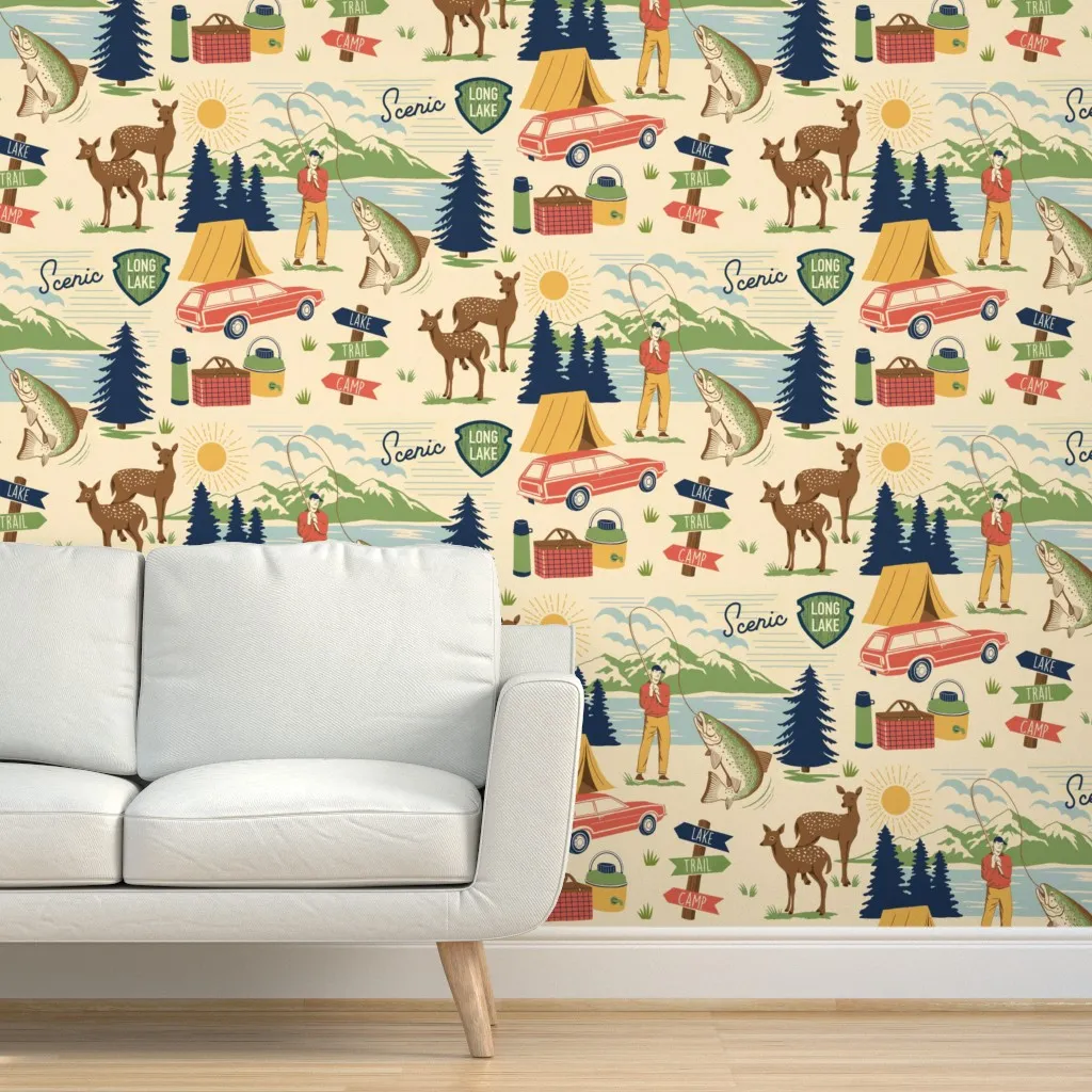 Scenic Long Lake Peel and Stick Wallpaper - Red product