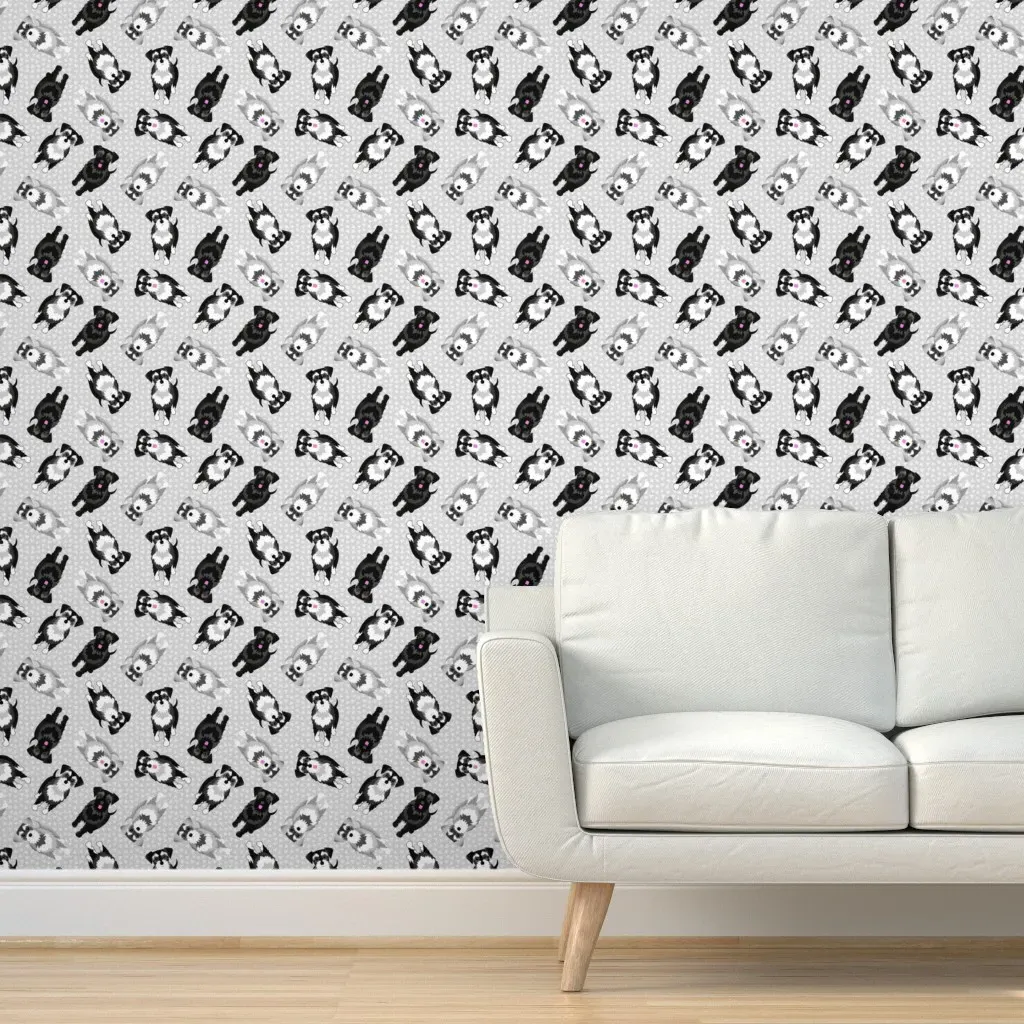 Schnauzer Pups Peel and Stick Wallpaper Removable - Black product