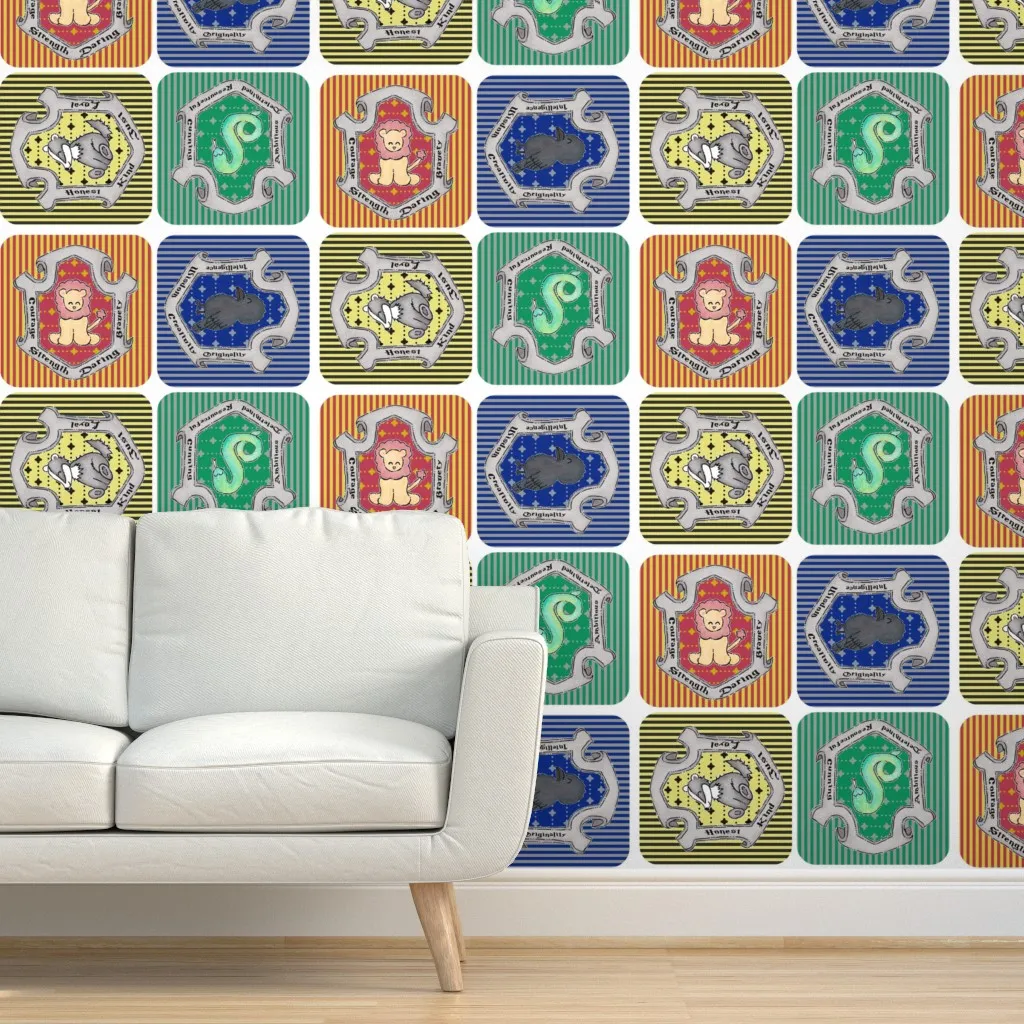 School House Crests Peel and Stick Wallpaper - Red product