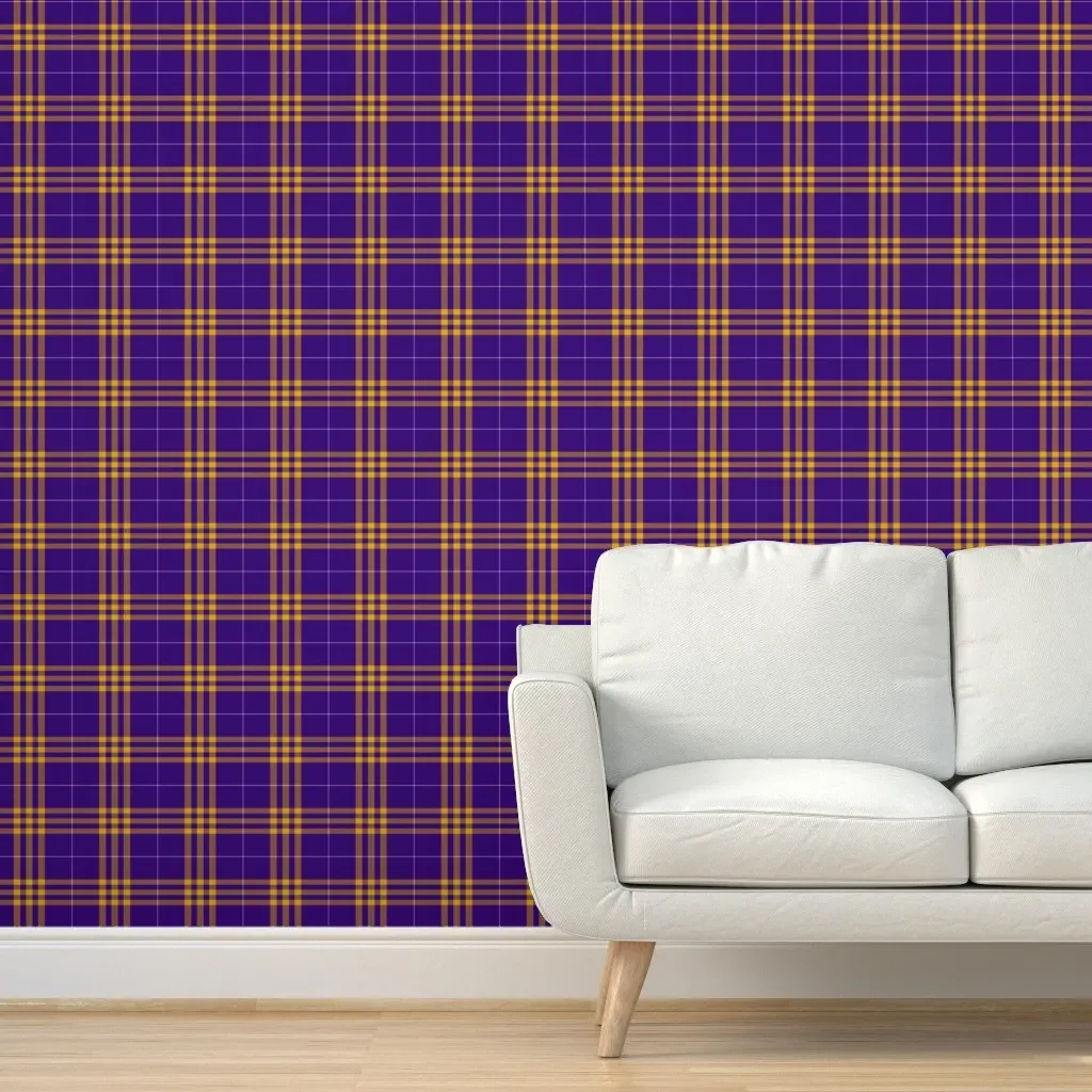 School Spirit Tartan Peel and Stick Wallpaper - Purple product