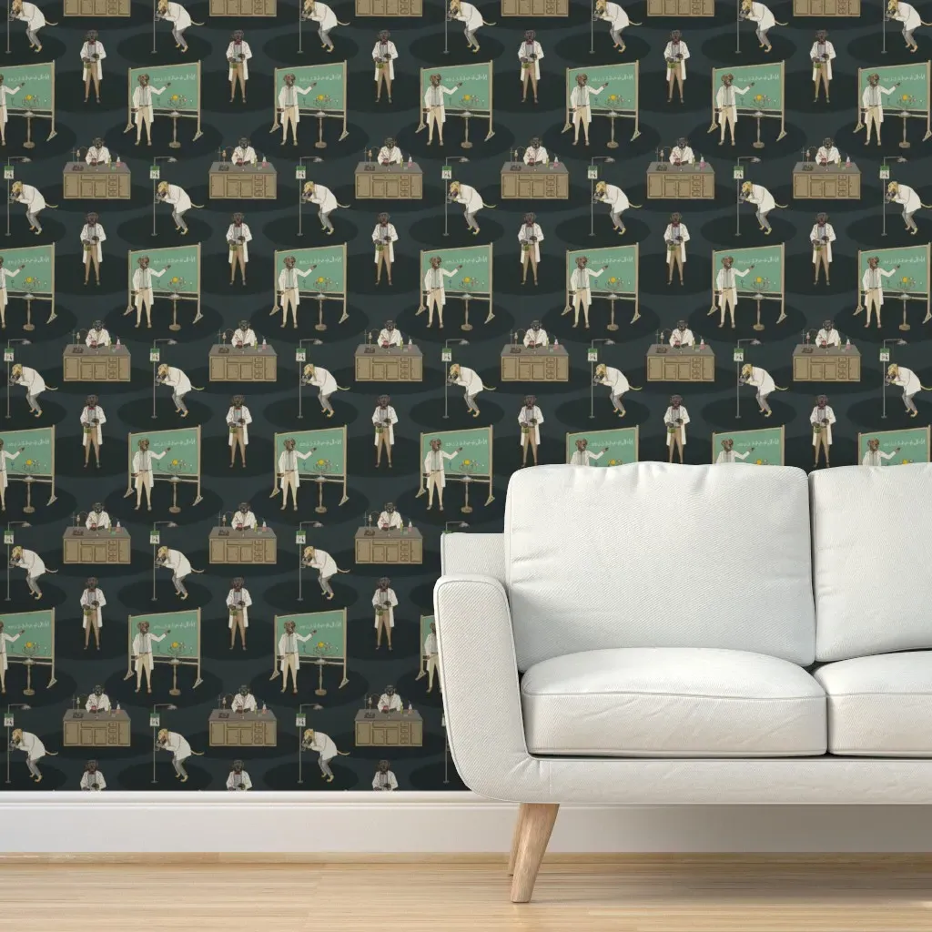 Science Labs Labrador Retriever Peel and Stick Wallpaper - Dark Teal product