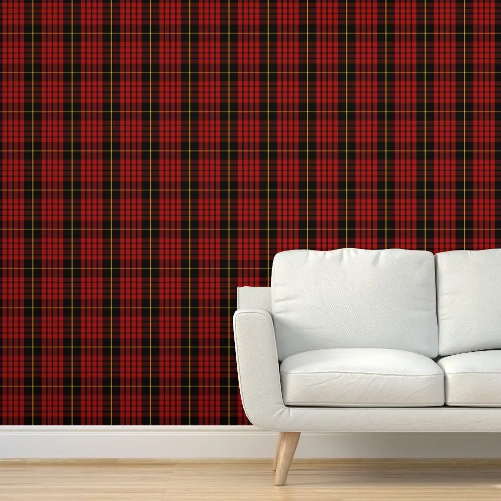 Scottish Clan Macqueen Tartan Plaid Peel and Stick Wallpaper - Red product