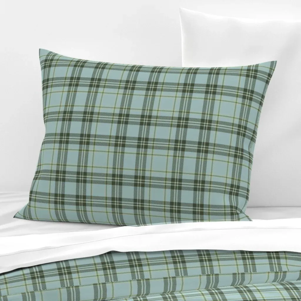 Scottish Highland Plaid Standard Knife Edge Pillow - Dark Olive Green, Cotton Sateen product