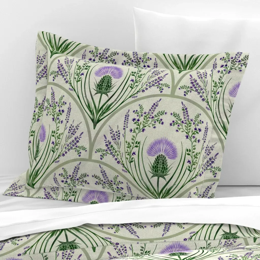 Scottish Thistle Standard Flanged Cushion Cover - Purple, Cotton product