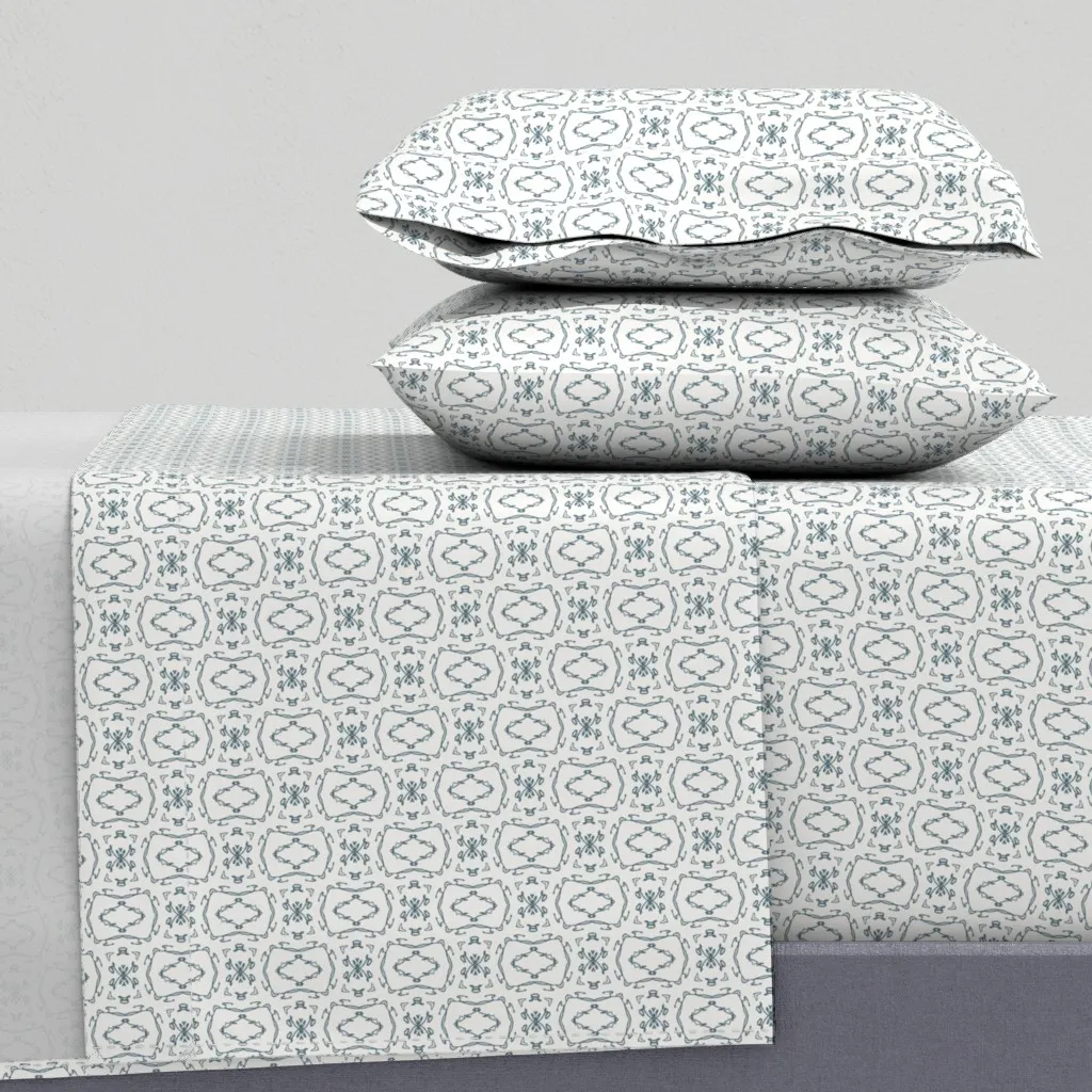 Scribble Doodle Geometric Queen Sheet Set - Grayish Blue product