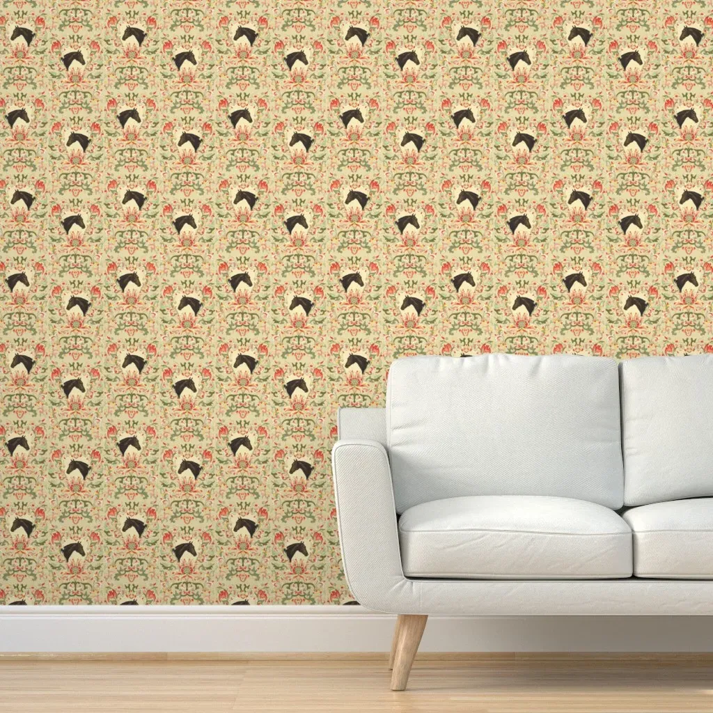 Scrolled Horse Peel and Stick Wallpaper - Dark Brown product