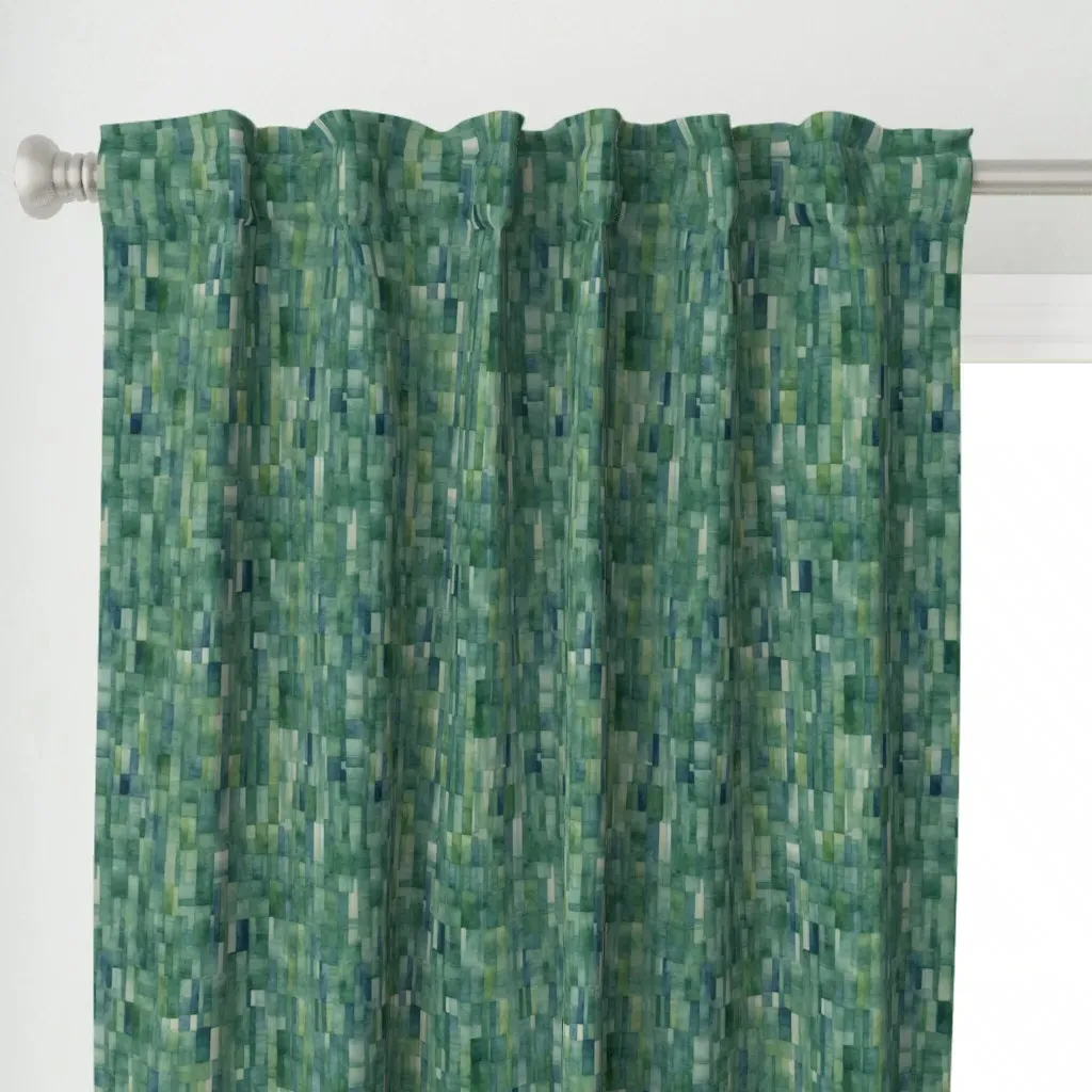 Sea Glass Mosaic Curtain Panel - Teal alternate view