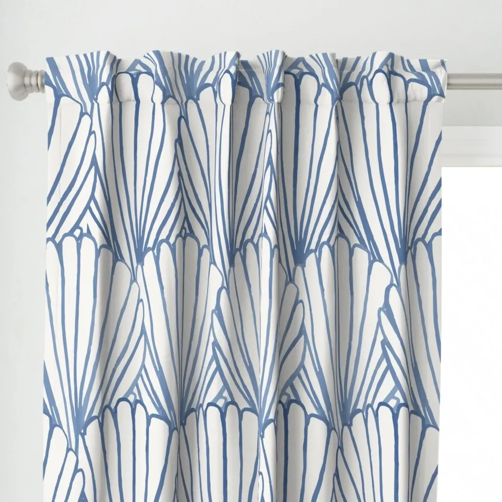 Sea Shell Large Scale Curtain Panel - Dusty Blue alternate view