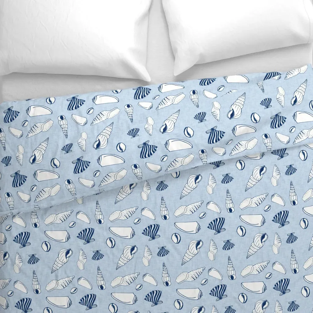 Sea Shell Light Blue Duvet Cover - White alternate view