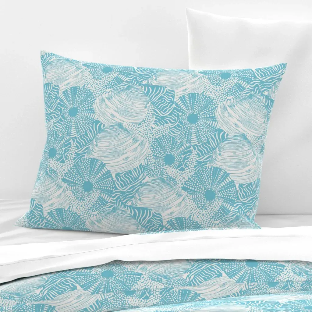 Sea Shell Medley Standard Knife Edge Cushion - Light Blue, Cotton Sateen product